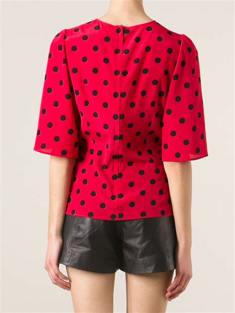 dolce gabbana polka dot blouse|Silk organza jacquard blouse with polka.